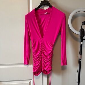 Hot Pink Ruched Women's romper